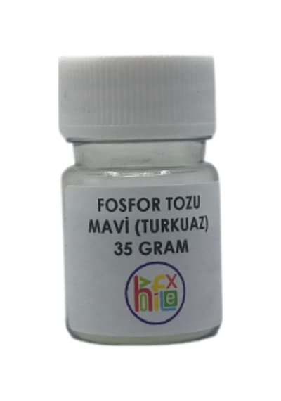 Epoksi Fosfor Tozu Mavi (Turkuaz) Karanlıkta Parlayan Fosfor 35 G