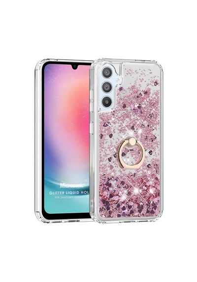Microsonic Samsung Galaxy Uyumlu A25 Kılıf Glitter Liquid Holder Pembe -