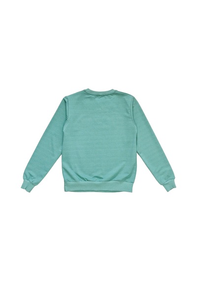 İrem Çocuk Giyim Kız Çocuk Style Yazı Desenli Bisiklet Yaka Yeşil Renk Sweatshirt Yeşil