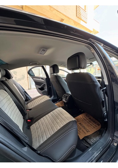 Volkswagen Passat B8 Uyumlu Araca Özel Oto Koltuk Kılıfı 158536 Siyah-Gri