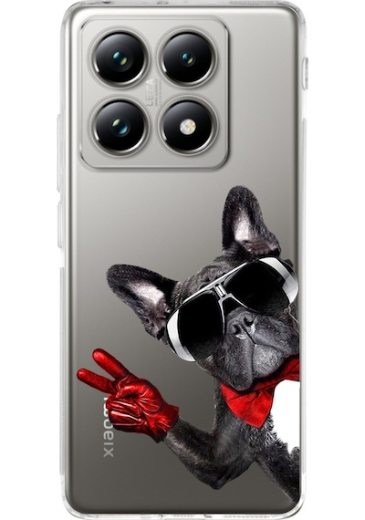 Xiaomi Mi 14t Pro İle Uyumlu Köpek 2 Baskılı Kamera Korumalı Şeffaf Kılıf Şeffaf