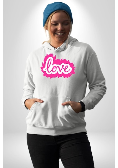 Pembe Panter Animasyon Kadın Erkek Beyaz Kapüşonlu Sweatshirt Hoodie Beyaz