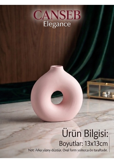 13x13cm - Premium -dekoratif Donut Vazo - Kendinden Kokulu - El Boyaması İşçilik Pembe