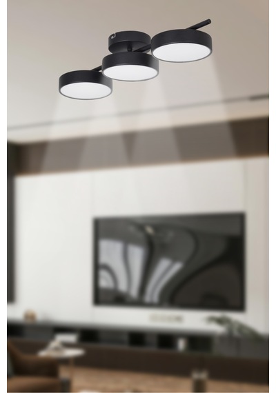 Tual Modern Salon Yatak Odası Giyinme Odası Mutfak Beyaz Işık Ledli Siyah Renk 3 Lü Led Avize Siyah Siyah