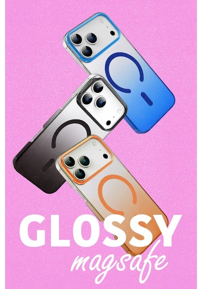 Apple iPhone Uyumlu   17 Pro Glossy Magsafe Kapak - Mavi