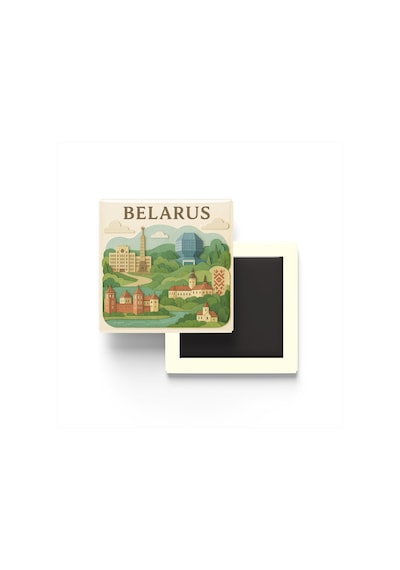 9x9 Cm Buzdolap Magnetleri - Belarus - 2'li Pul Ve Paper Seti