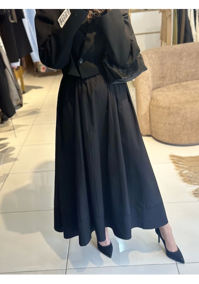 Poplin Etek Siyah Siyah