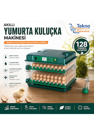 128 Yumurta Profesyonel Tam Otomatik Kuluçka Makinesi Dijital Isı Ve Nem Kontrollü Akıllı Kuluçka Cihazı