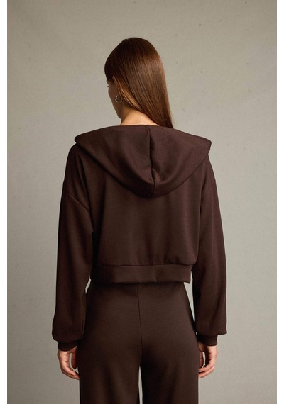 Defacto Kapüşonlu Modal Fermuarlı Sweatshirt G2915ax25aubn336 Kahve