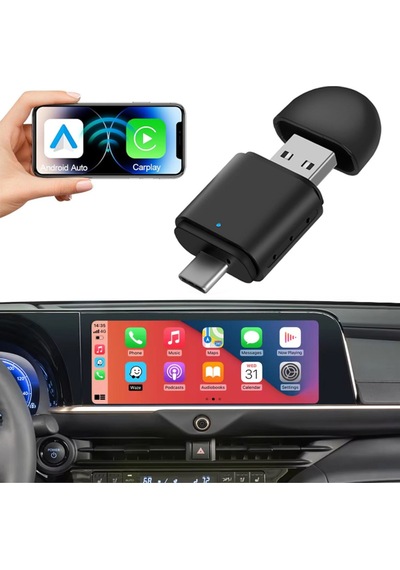 Carplay Usb Ve Type-c 2in1 Araç Multimedya Adaptörü Yeni Tasarım Mini Kablosuz İos Android Uyumlu