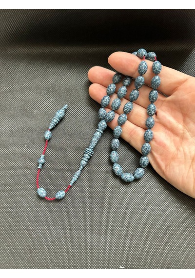 Koryan Mermer Tesbih Halkalı İmame Yusuf Erden Usta İşçilikli Erkek Sertifikalı Özel İsim Mavi