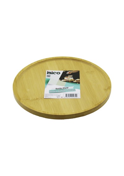 Yuvarlak 24.5cm Ayaklı 4cm Kenarlı Yüzey Ahşap Bambu Sunum Tepsisi - Mini Sofra 5468 Çok Renkli