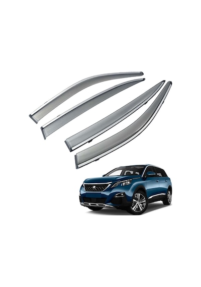 Peugeot 5008 Mügen Cam Rüzgarlığı Kromlu Rüzgarlık Paslanmaz Kromlu 2016 - 2024 Arası Füme Renk
