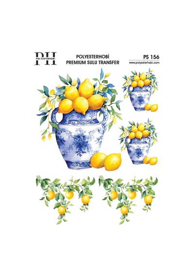 Polyesterhobi Premium Sulu Transfer 25x35 Cm Limon Desenli Ps 156