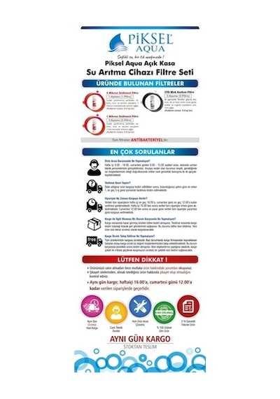 Piksel Aqua Ön Filtre Seti Açık Kasa Su Arıtma Cihazı Filtresi (343263890)