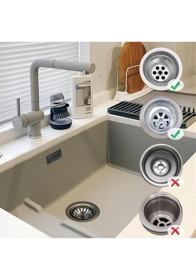 2 Adet Çöpmak 8 Cm Paslanmaz Çelik Lavabo Evye Gider Süzgeci Sifon Süzgeci Tıkanıklık Önleyici Diğer