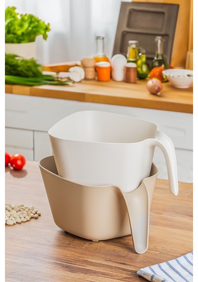Porsima G-575 2 Parça Çok Amaçlı Plastik Süzgeç Bej Beyaz