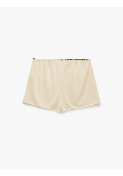 Koton Dantel Detaylı Rahat Kesim Şort Pijama Altı Sarı 6slk80033mk