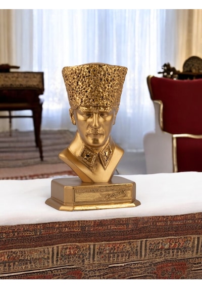 Mustafa Kemal Atatürk Büst Biblo Siyah - Gold