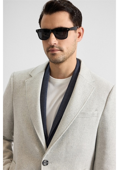 Süvari Gri Slim Mono Yaka Cepsiz Kaban Kb2010100321-s05 Gri