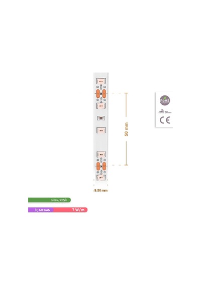 ACK Şerit LED 60 Led'li Yeşil Işık 7W 5 Metre AS01-00805