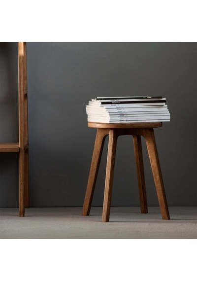Woodesk Ihlamur, Ahşap Tabure, 32x41 Cm 1 Adet Ceviz Renk