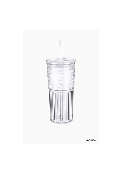 Borosilikat Kapaklı Pipetli Bardak, Kahve Bardağı, Isı Dayanıklı 600 Ml Renksiz