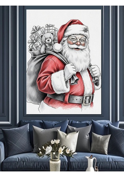 Ahşap Tablo Noel Baba Hediye Çuvalı