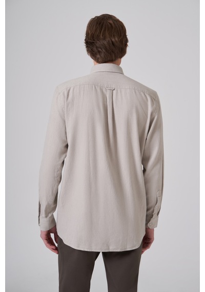 Morven Erkek Taş Pamuk Trend Düz Regular Fit Düğmeli Yaka Gömlek 26ms004018870 Taş