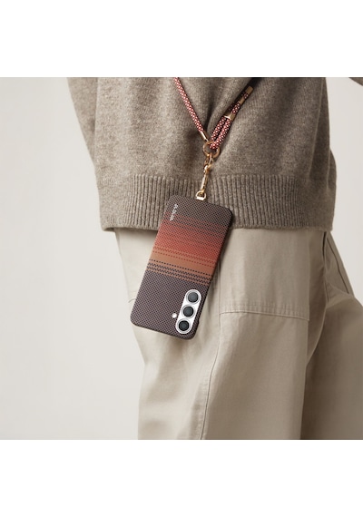 Galaxy S25 Ultra Kılıf M-safe Uyumlu Aramid Fiber Pitaka Tactile Woven Serisi Kapak Kahverengi
