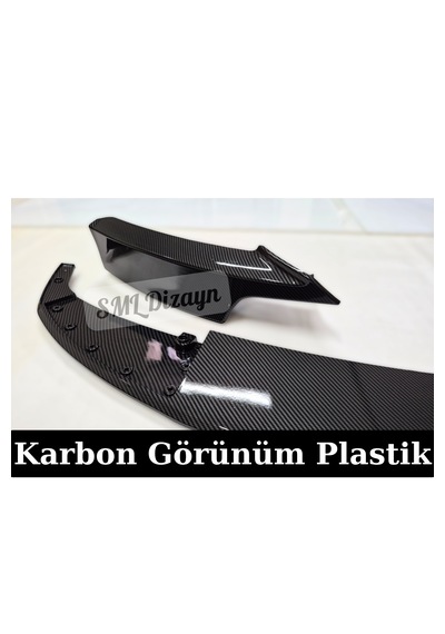 Bmw F30 Karbon Ön Lip Ek 2012-2018 3 Parça Plastik M Tampon Uyumlu