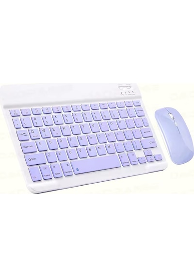 Schitec Kablosuz Klavye Ve Mouse Set Type-c Şarjlı Bluetooth 2.4g Bağlantlılı Mor Diğer