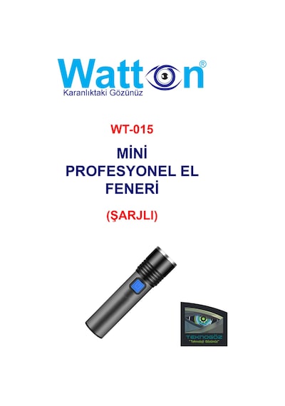 Watton Wt 015 Profesyonel Mini El Feneri (Şarjlı) Wt-015 Gri
