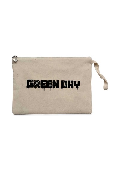 Green Day Logo Krem Clutch Astarlı Cüzdan / El Çantası