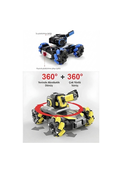 Uzaktan Kumandalı Şarjlı Akrobatik Tank Araba Su Püskürten Işıklı Buharlı 360 Drift Arabası Sarı