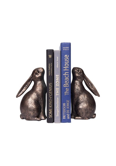 Bronz Reçine Tavşan Şekilli 2'li Set Kitap Desteği, 2 Adet