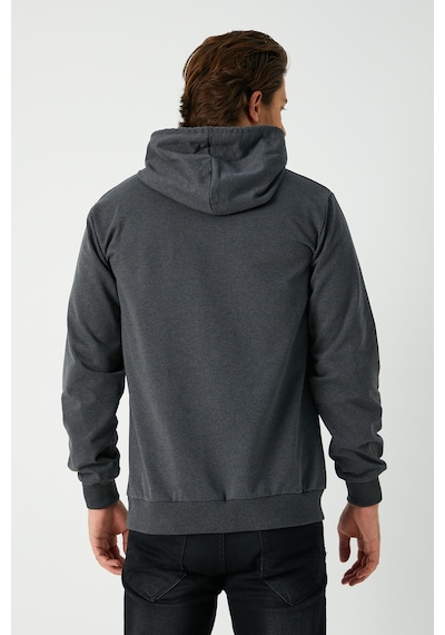 Comeor Erkek Antrasit Basic Kapüşonlu Regular Fit Normal Kesim 2 İplik Kumaş Günlük Sweatshirt Antrasit