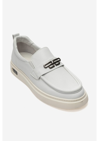 Dericlub Erkek Düz Taban Loafer Ayakkabı Gerçek Deri Cr 2996 Beyaz