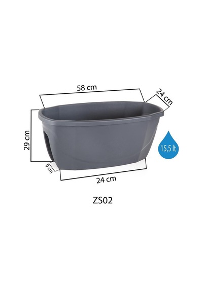 Serinova Zümrüt Küpeşte Balkon Saksısı 15.5 Lt