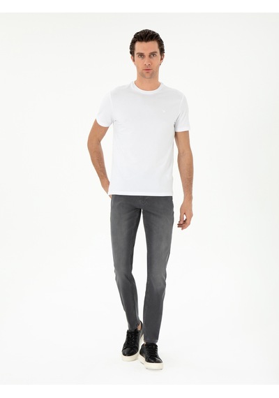 Beyaz Slim Fit Bisiklet Yaka Merserize Basic T-shirt 15841036