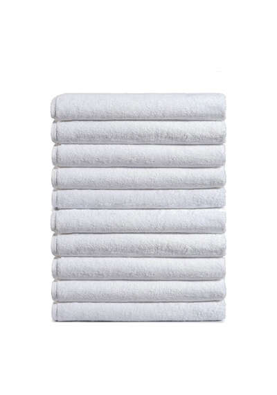 10 Lu Otel Banyo Havlusu %100 Pamuklu 90x150 Cm Beyaz 20/2 Ring 650 Gr Beyaz