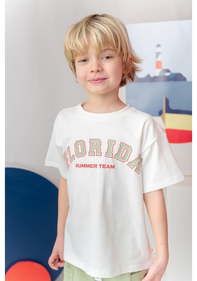 Zeyland Erkek Çocuk Florida Baskılı T-shirt - Ekru Ekru