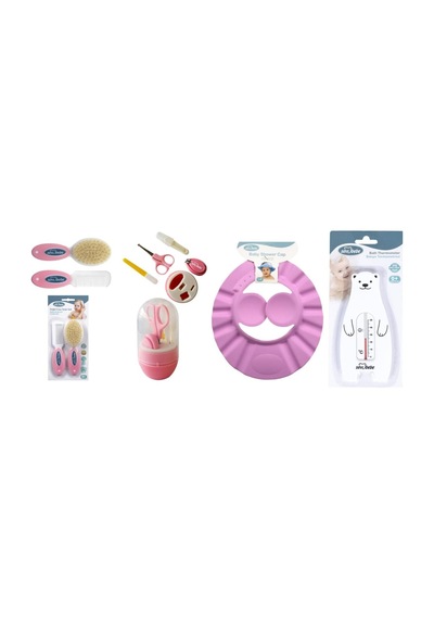 Tr Bakım Seti Naturel Fırça Tarak +duş Başlığı+tırnak Bakım Seti+banyo Termometresi Pembe Art401-111-502-01