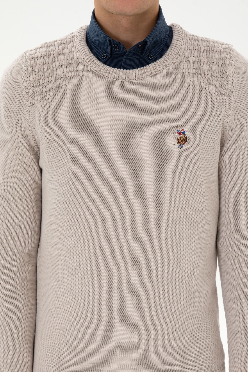 U.S. Polo Assn. Erkek Slim Fit Bisiklet Yaka Taş Kazak 50314975-VR049