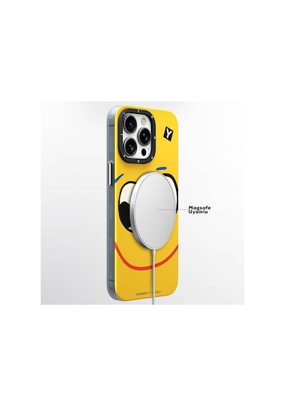 Apple Uyumlu iPhone 15 Pro Max Kılıf Magsafe Özellikli Sunshine Tasarımlı Youngkit Daily Happy Serisi Sarı