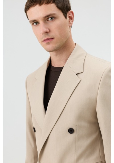 Antioch Relaxed Kruvaze Erkek Blazer Ceket Bej