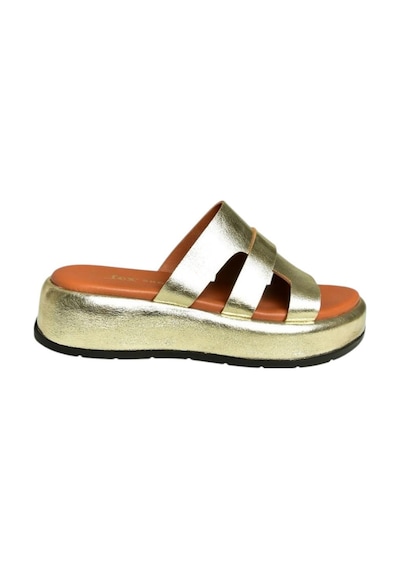 Fox Shoes U296444003 Altın Hakiki Deri Kadın Terlik Altın-hakiki Deri