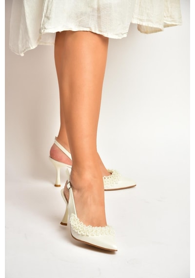 Fox Shoes Y246375009 Sedef İnci Detaylı Kadın Abiye Ayakkabı