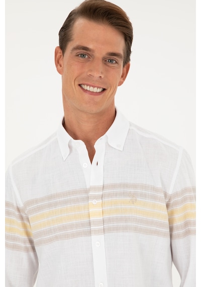 U.s. Polo Assn. Erkek Haki Gömlek Desenli 50288923-vr027 Haki