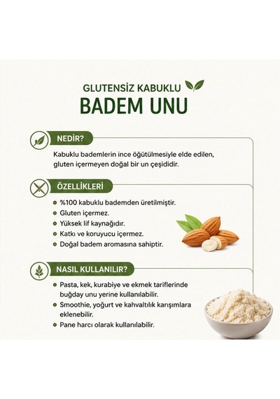 Glutensiz Kabuklu Badem Unu - 3 Kg